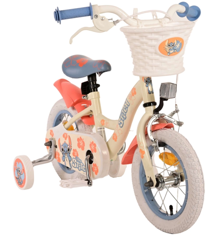 Disney Stitch Kinderfiets - Meisjes - 12 inch - Crème Koraal Blauw - Afbeelding 6