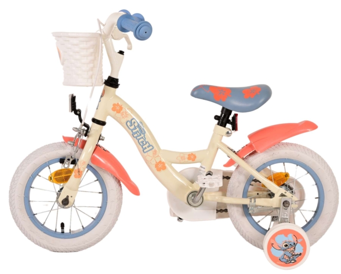 Disney Stitch Kinderfiets - Meisjes - 12 inch - Crème Koraal Blauw - Afbeelding 8