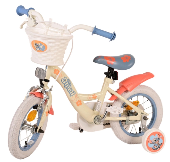 Disney Stitch Kinderfiets - Meisjes - 12 inch - Crème Koraal Blauw - Afbeelding 9