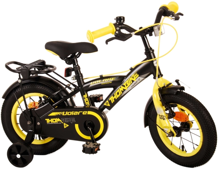 Volare Thombike Kinderfiets - Jongens - 12 inch - Zwart Geel - Twee Handremmen - Afbeelding 3