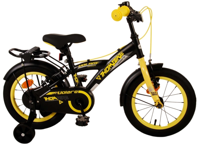 Volare Thombike Kinderfiets - Jongens - 14 inch - Zwart Geel - Twee Handremmen - Afbeelding 2