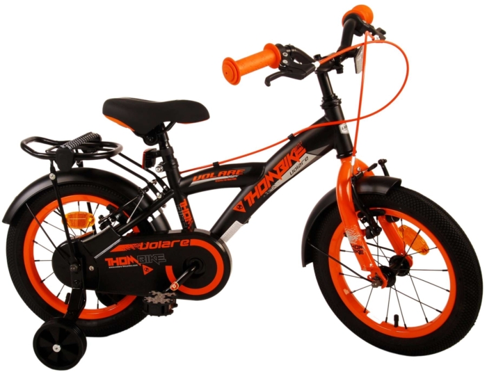 Volare Thombike Kinderfiets - Jongens - 14 inch - Zwart Oranje - Twee Handremmen - Afbeelding 3