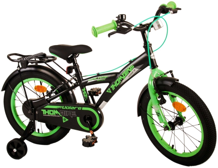 Volare Thombike Kinderfiets - Jongens - 16 inch - Zwart Groen - Twee Handremmen - Afbeelding 3