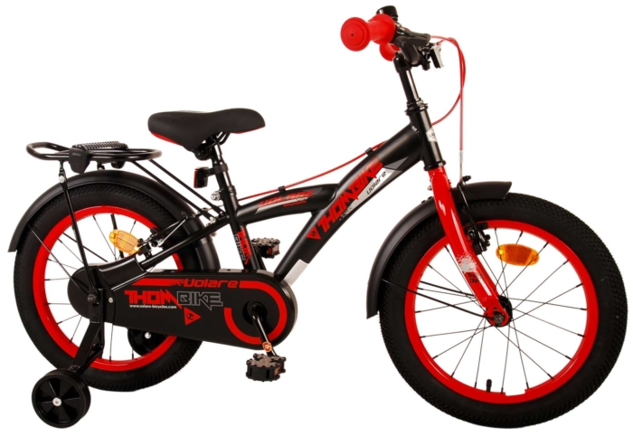 Volare Thombike Kinderfiets - Jongens - 16 inch - Zwart Rood - Twee Handremmen - Afbeelding 2