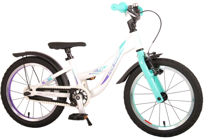 Volare Glamour Kinderfiets - Meisjes - 16 inch - Wit/Mint Groen - Prime Collection - Afbeelding 2