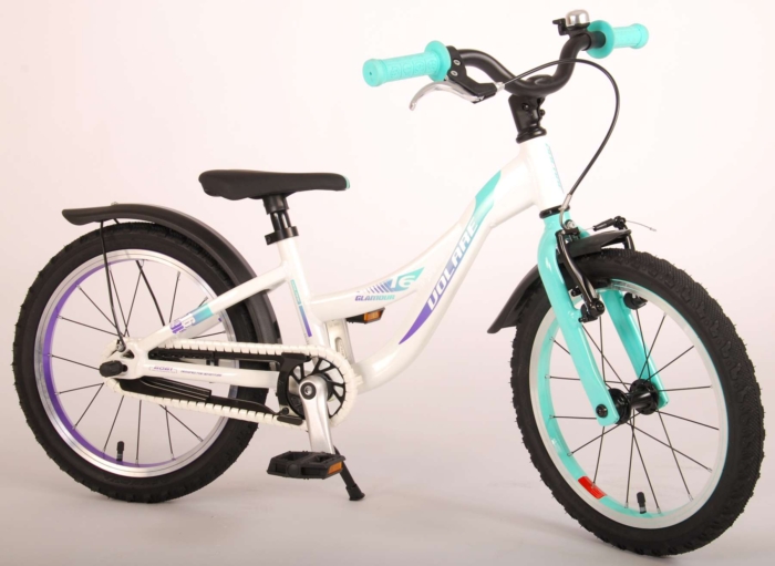 Volare Glamour Kinderfiets - Meisjes - 16 inch - Wit/Mint Groen - Prime Collection - Afbeelding 3