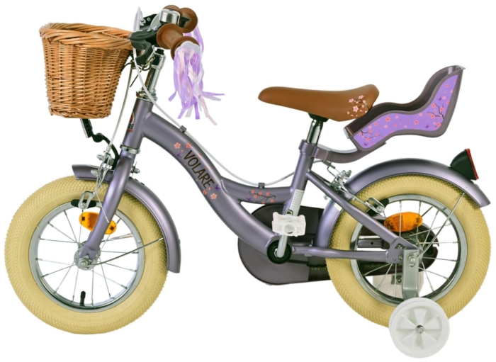 Volare Blossom Kinderfiets - Meisjes - 12 inch - Paars - Twee handremmen - Afbeelding 7