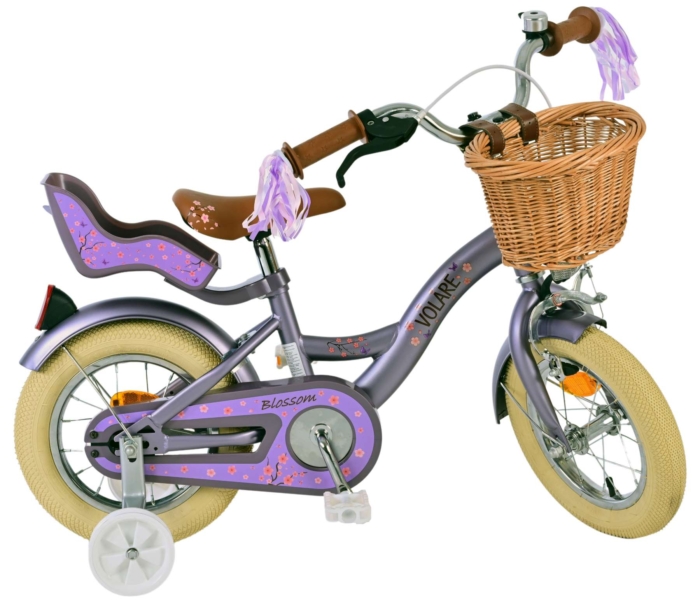 Volare Blossom Kinderfiets - Meisjes - 12 inch - Paars - Afbeelding 10