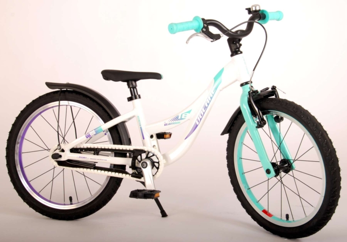 Volare Glamour Kinderfiets - Meisjes - 18 inch - Wit/Mint Groen - Prime Collection - Afbeelding 3