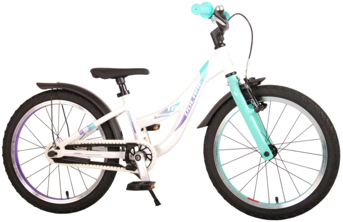 Volare Glamour Kinderfiets - Meisjes - 18 inch - Wit/Mint Groen - Prime Collection - Afbeelding 2