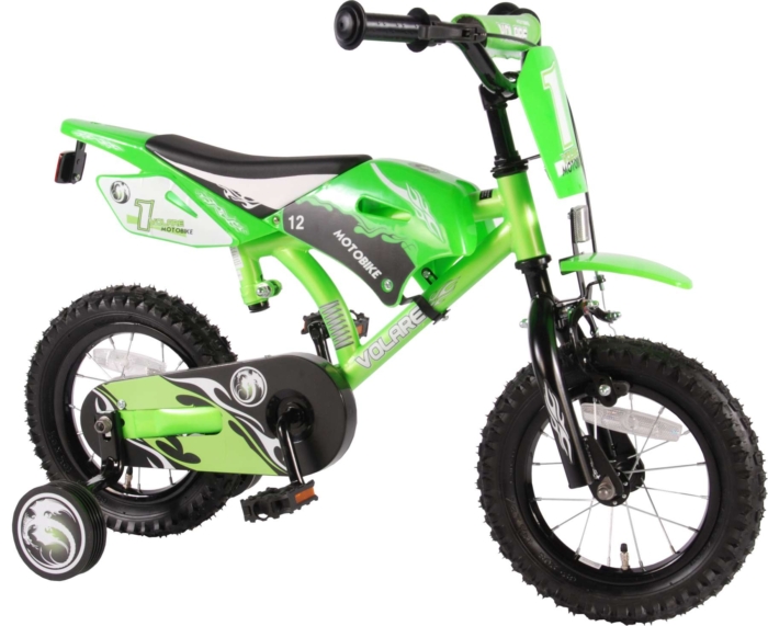 Volare Motorbike Kinderfiets - Jongens - 12 inch - Groen - 95% afgemonteerd - Afbeelding 2