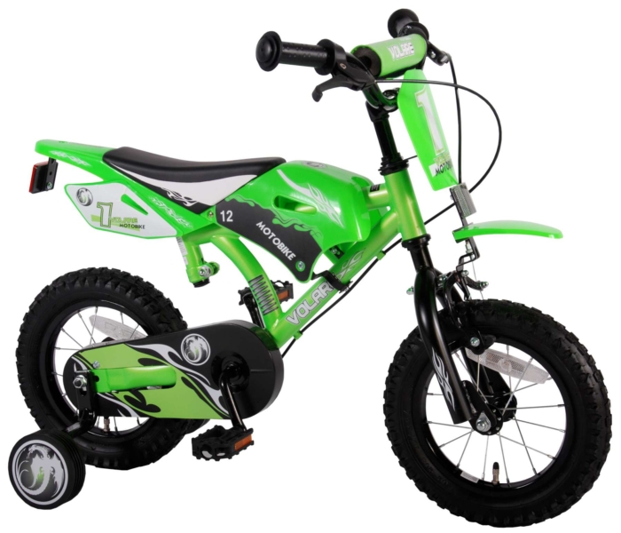 Volare Motorbike Kinderfiets - Jongens - 12 inch - Groen - Twee handremmen - Afbeelding 2