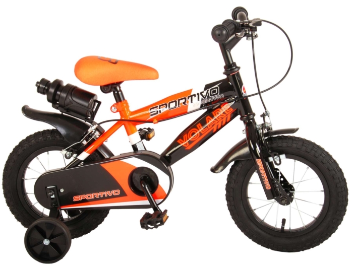 Volare Sportivo Kinderfiets - Jongens - 12 inch - Neon Oranje Zwart - Twee Handremmen - 95% afgemonteerd - Afbeelding 2