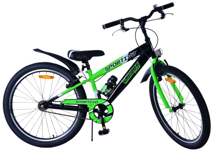 Volare Sportivo Kinderfiets - Jongens - 24 inch - Zwart Groen - Twee Handremmen - Afbeelding 10