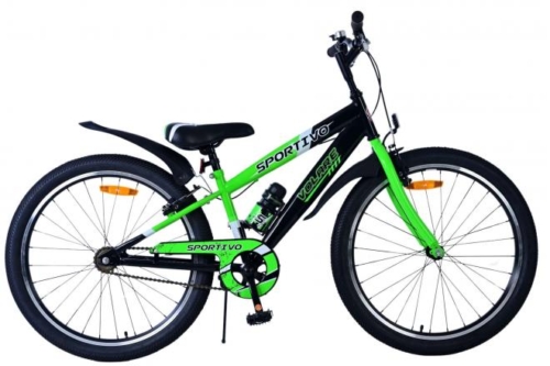 Volare Sportivo Kinderfiets - Jongens - 24 inch - Zwart Groen - Twee Handremmen