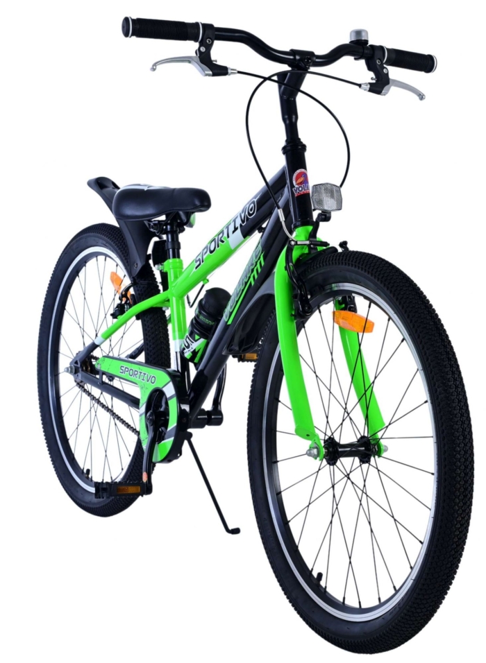 Volare Sportivo Kinderfiets - Jongens - 24 inch - Zwart Groen - Twee Handremmen - Afbeelding 5