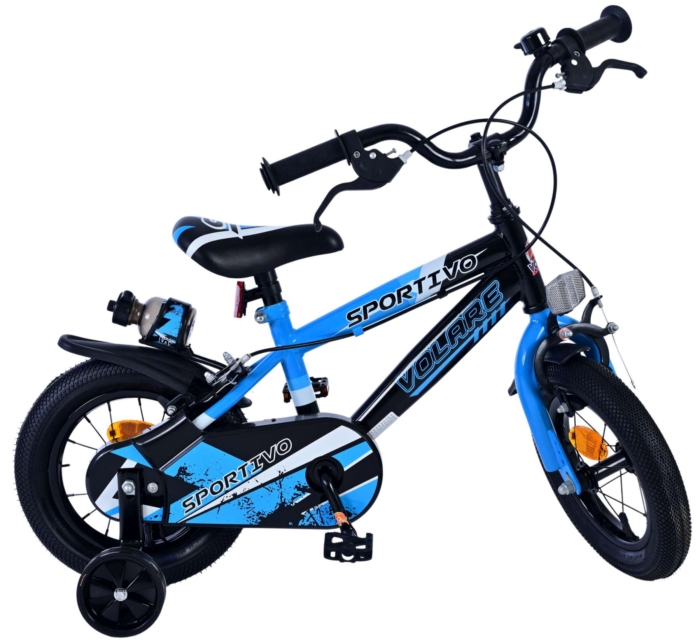 Volare Sportivo Kinderfiets - Jongens - 12 inch - Blauw Zwart - Twee Handremmen - Afbeelding 10