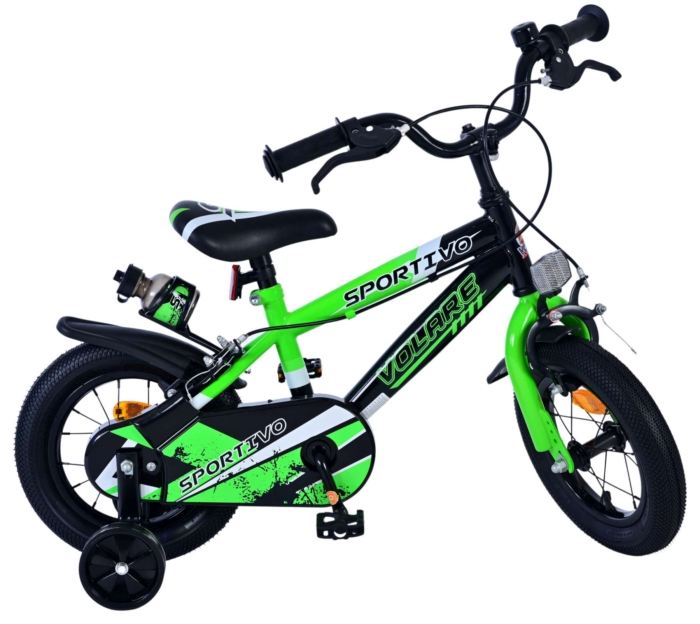 Volare Sportivo Kinderfiets - Jongens - 12 inch - Groen Zwart - Twee Handremmen - Afbeelding 9