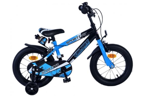 Volare Sportivo Kinderfiets - Jongens - 14 inch - Blauw Zwart - Twee Handremmen