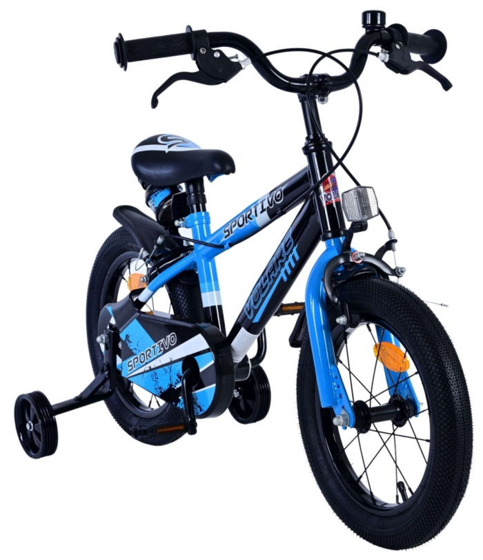 Volare Sportivo Kinderfiets - Jongens - 14 inch - Blauw Zwart - Twee Handremmen - Afbeelding 5