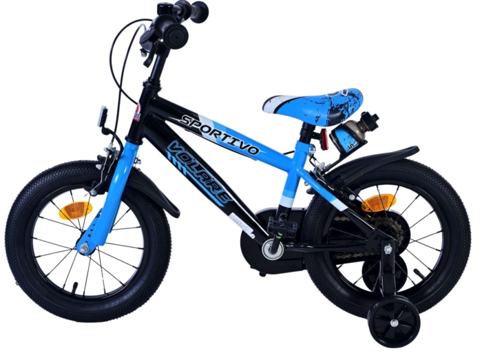 Volare Sportivo Kinderfiets - Jongens - 14 inch - Blauw Zwart - Twee Handremmen - Afbeelding 7