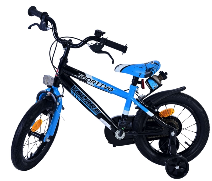 Volare Sportivo Kinderfiets - Jongens - 14 inch - Blauw Zwart - Twee Handremmen - Afbeelding 8