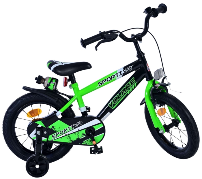 Volare Sportivo Kinderfiets - Jongens - 14 inch - Groen Zwart - Afbeelding 10