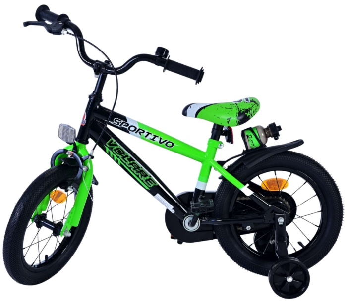 Volare Sportivo Kinderfiets - Jongens - 14 inch - Groen Zwart - Afbeelding 8