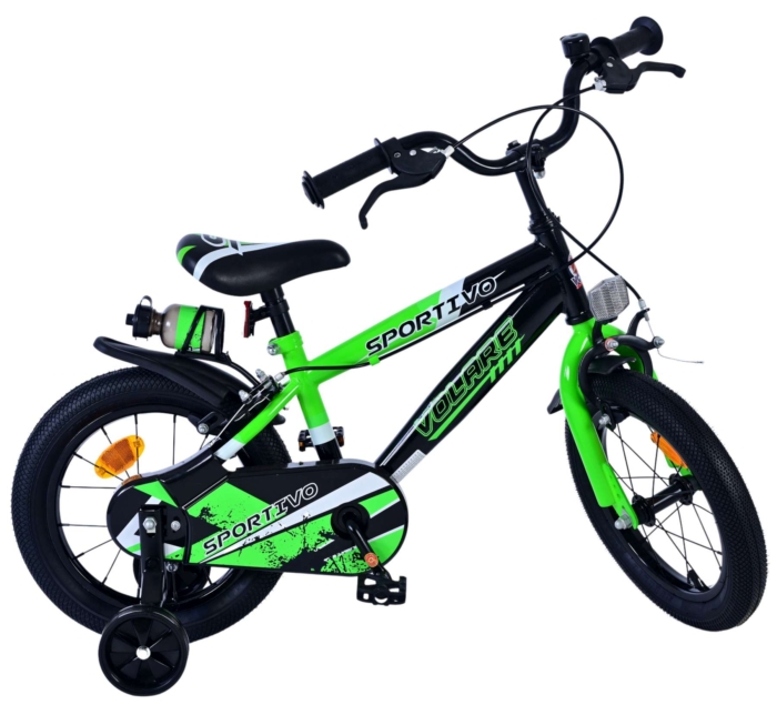 Volare Sportivo Kinderfiets - Jongens - 14 inch - Groen Zwart - Twee Handremmen - Afbeelding 10