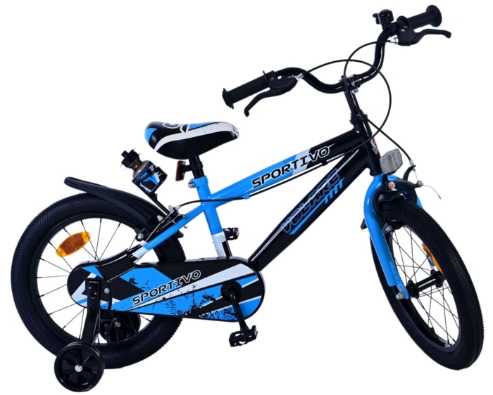 Volare Sportivo Kinderfiets - Jongens - 16 inch - Blauw Zwart - Twee Handremmen - Afbeelding 10