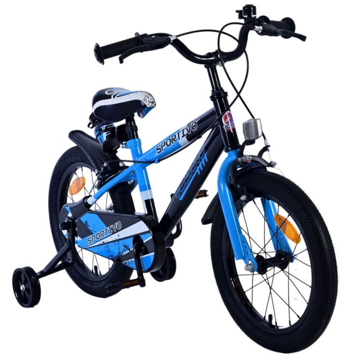 Volare Sportivo Kinderfiets - Jongens - 16 inch - Blauw Zwart - Twee Handremmen - Afbeelding 5