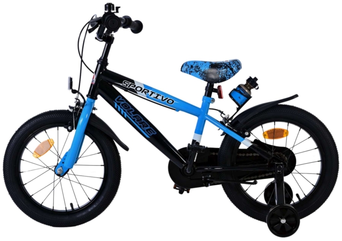 Volare Sportivo Kinderfiets - Jongens - 16 inch - Blauw Zwart - Twee Handremmen - Afbeelding 7