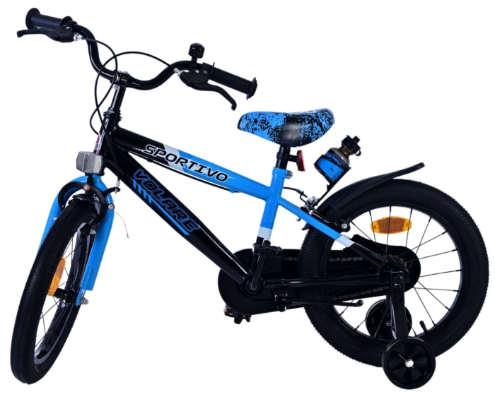 Volare Sportivo Kinderfiets - Jongens - 16 inch - Blauw Zwart - Twee Handremmen - Afbeelding 8