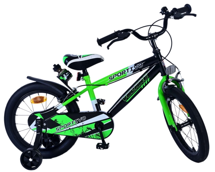 Volare Sportivo Kinderfiets - Jongens - 16 inch - Groen Zwart - Twee Handremmen - Afbeelding 10