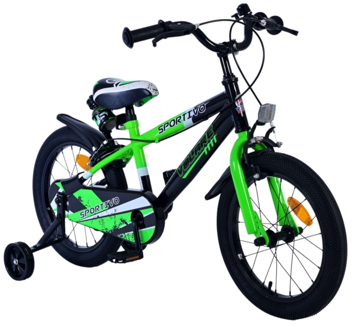 Volare Sportivo Kinderfiets - Jongens - 16 inch - Groen Zwart - Twee Handremmen - Afbeelding 5