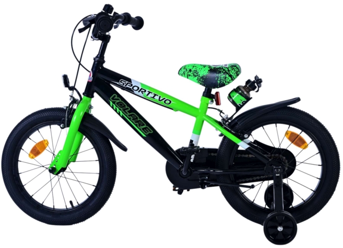 Volare Sportivo Kinderfiets - Jongens - 16 inch - Groen Zwart - Twee Handremmen - Afbeelding 7