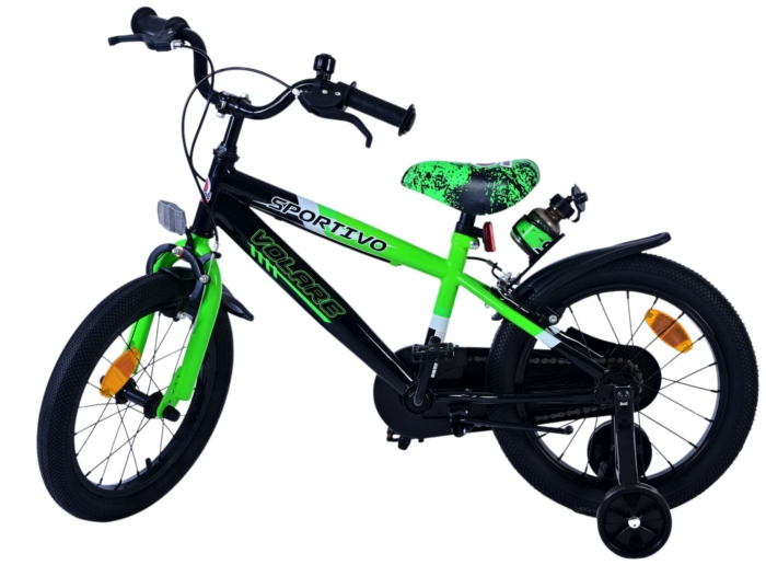 Volare Sportivo Kinderfiets - Jongens - 16 inch - Groen Zwart - Twee Handremmen - Afbeelding 8