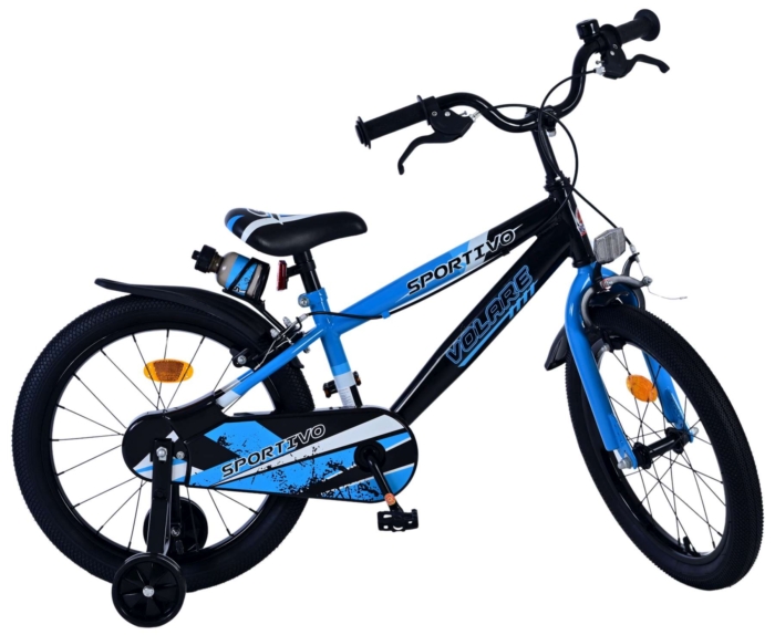 Volare Sportivo Kinderfiets - Jongens - 18 inch - Blauw Zwart - Twee Handremmen - Afbeelding 10