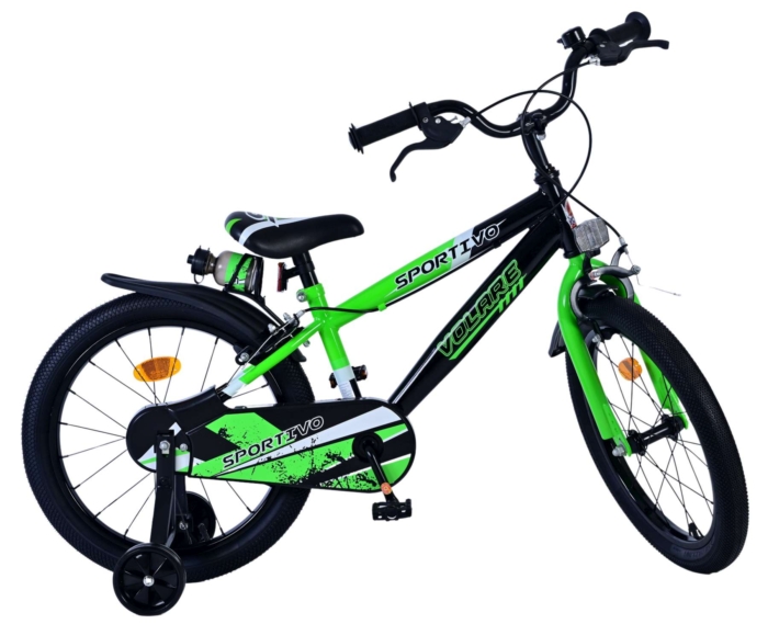 Volare Sportivo Kinderfiets - Jongens - 18 inch - Groen Zwart - Twee Handremmen - Afbeelding 9