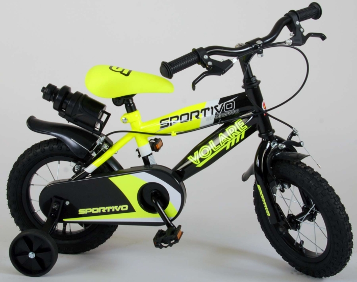 Volare Sportivo Kinderfiets - Jongens - 12 inch - Neon Geel Zwart - Twee Handremmen - 95% afgemonteerd - Afbeelding 3