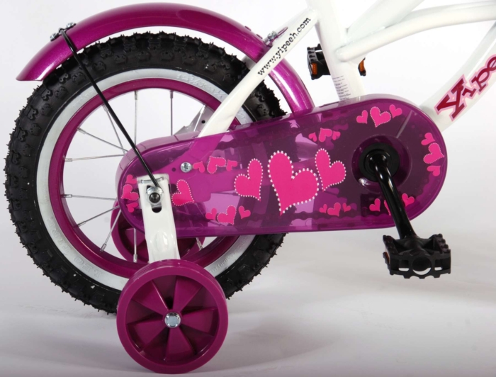 Volare Heart Cruiser Kinderfiets - Meisjes - 12 inch - Wit/Paars - Afbeelding 4