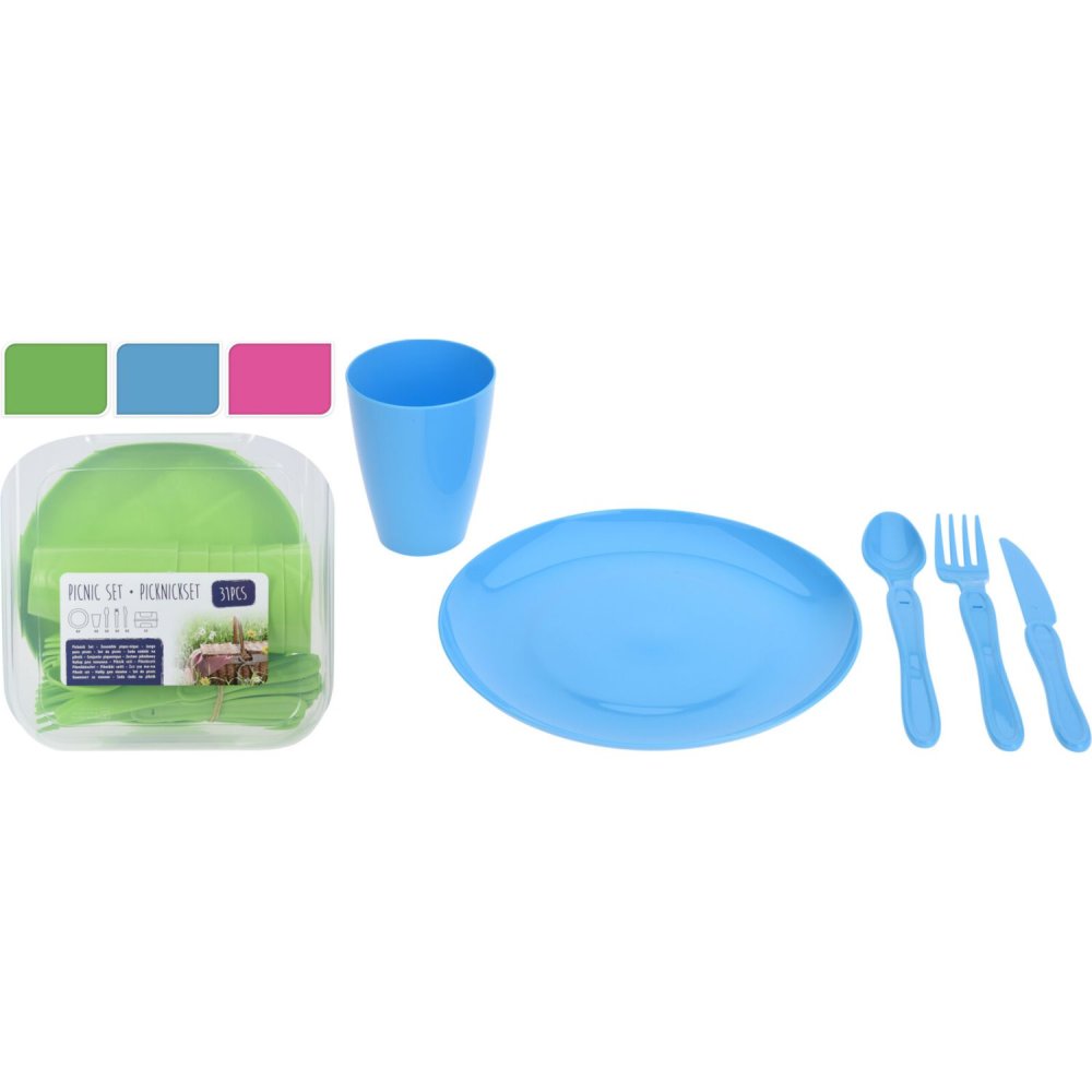 Picknick Set 31 Delig Plastic 3 Assorti kleuren