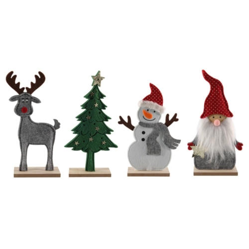 Kerstfiguren vilt op houten voet 24cm assorti