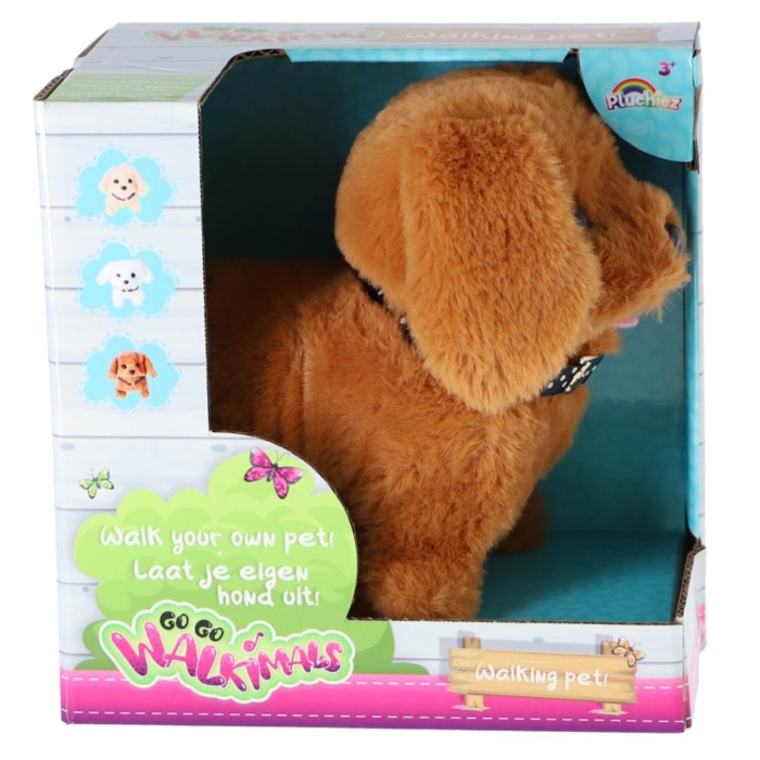 Pluchiez pluche hondje loop en blaf hondje assorti