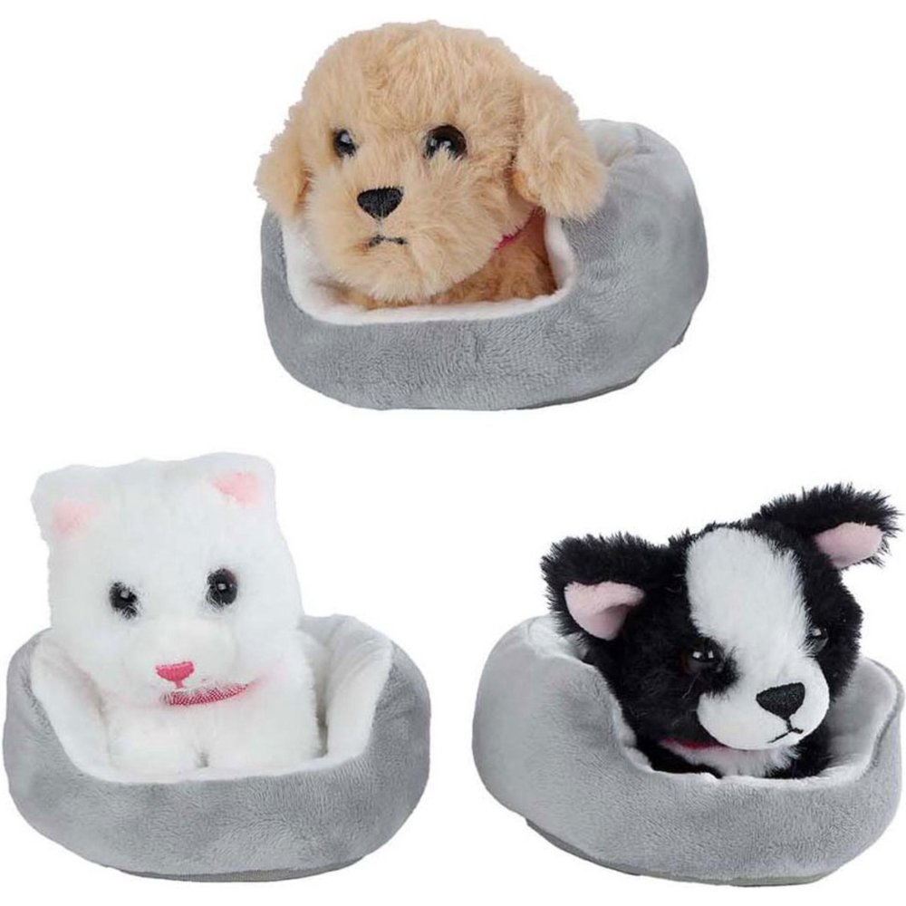 Pluche Take Me Home hond of poes in mand 3 assorti 12 cm