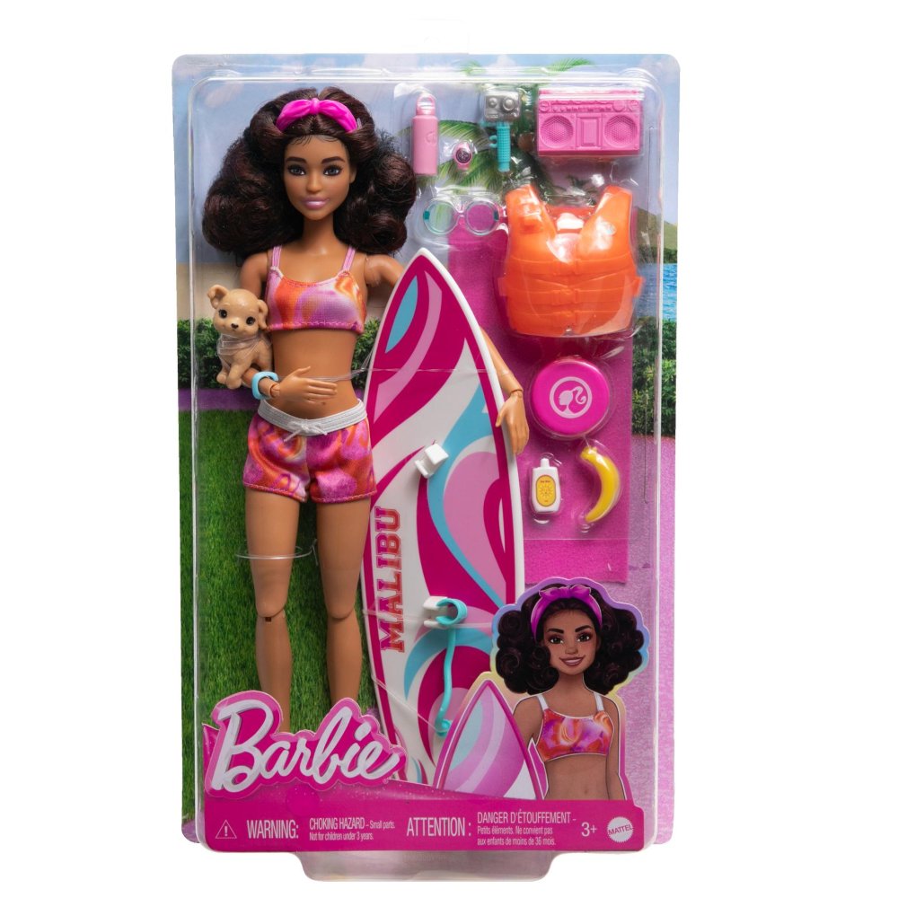 Barbie beach pop met surfplank