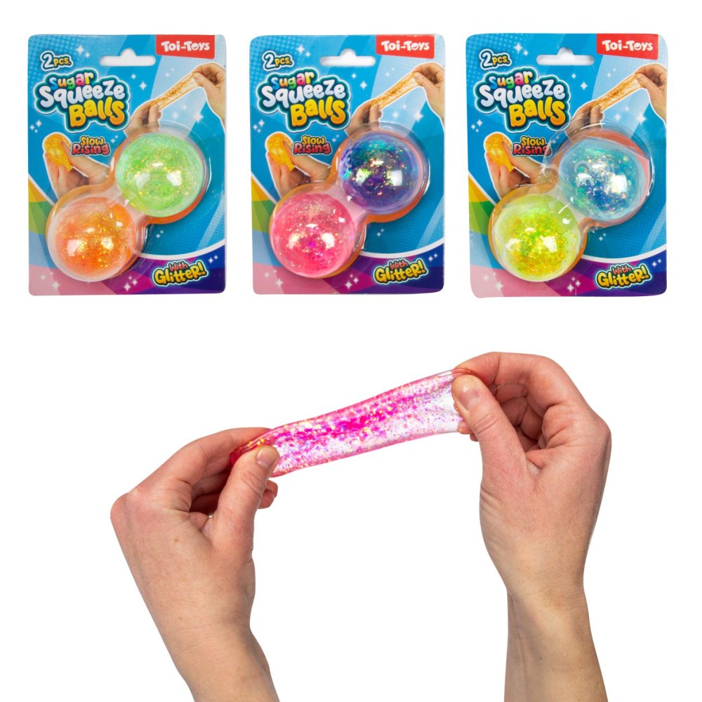 FUN Knijpbal suiker langzaam rijzend 4 cm 2 stuks  assorti